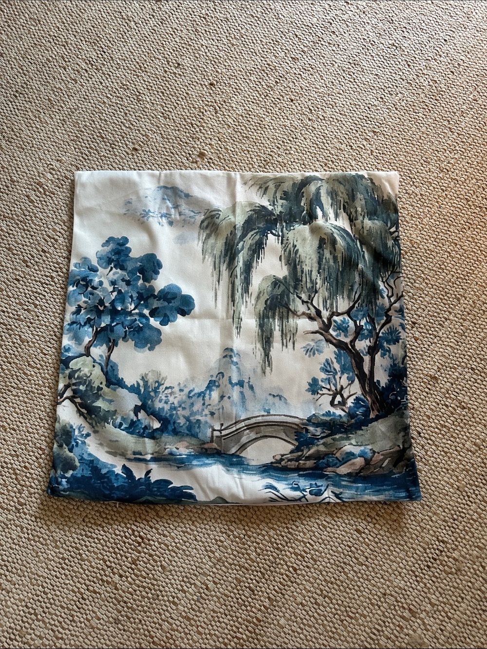 Blue Botanical Scenic Throw Pillow Cover - Home Accents